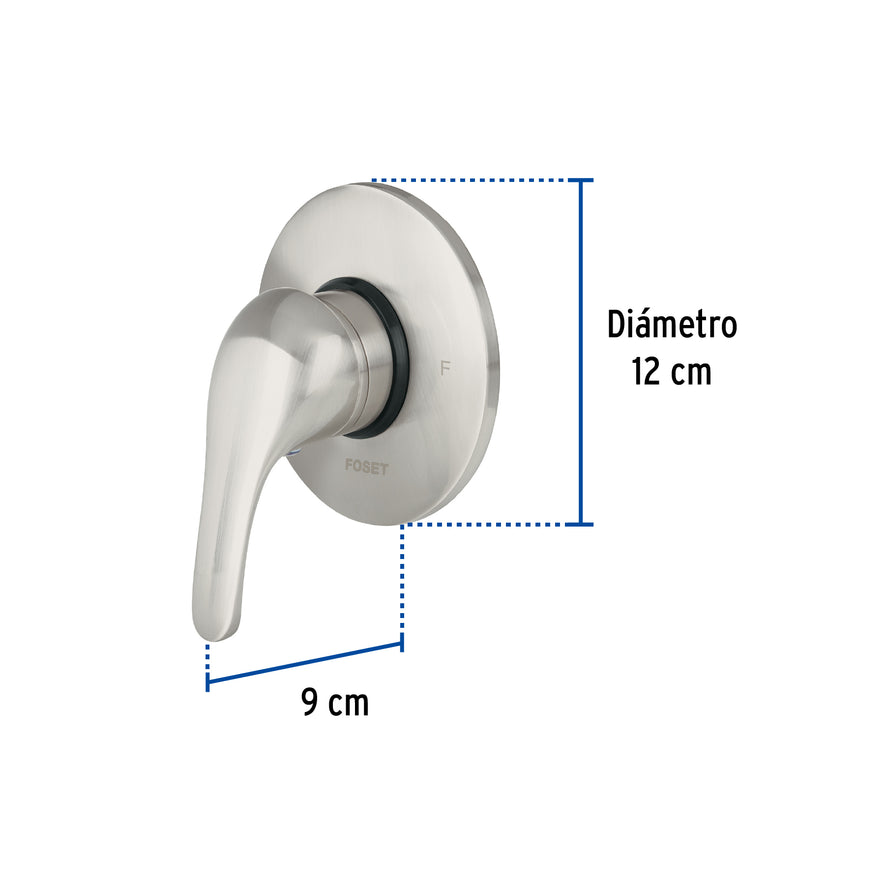 Monomando para regadera, palanca, satín, Foset Aqua, 48471