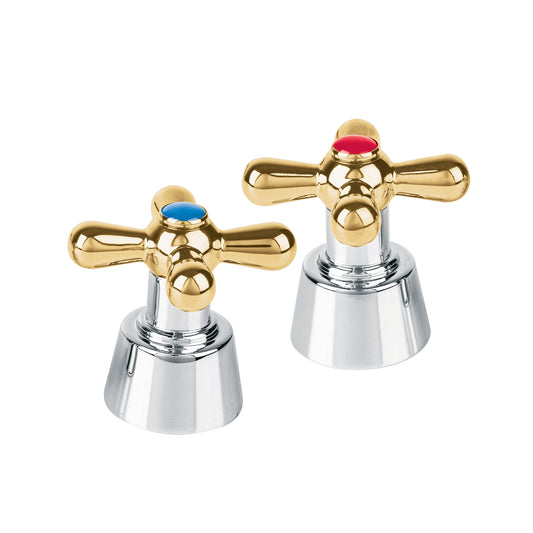 Juego de manerales de cruceta p/lav-fregadero,cromo oro,Aqua, 45714