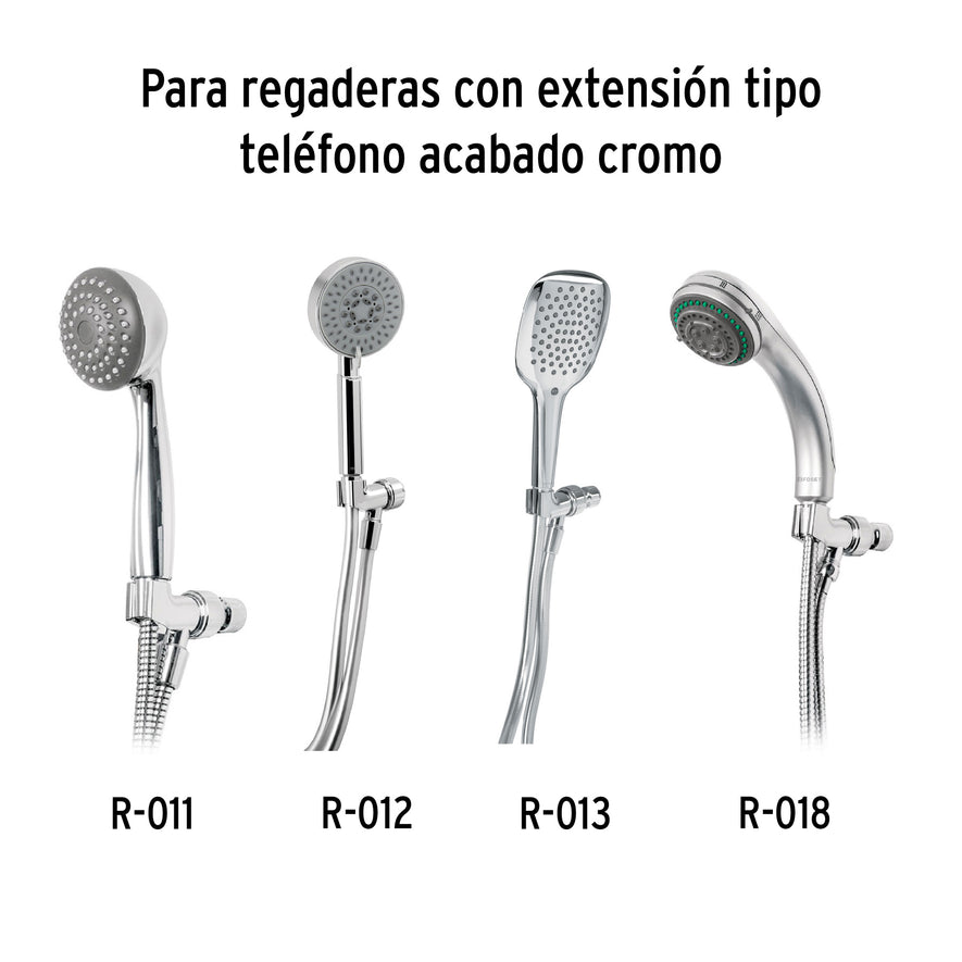 Manguera lisa para regadera, manual, cromada, Foset Riviera Caja con 2, 45096