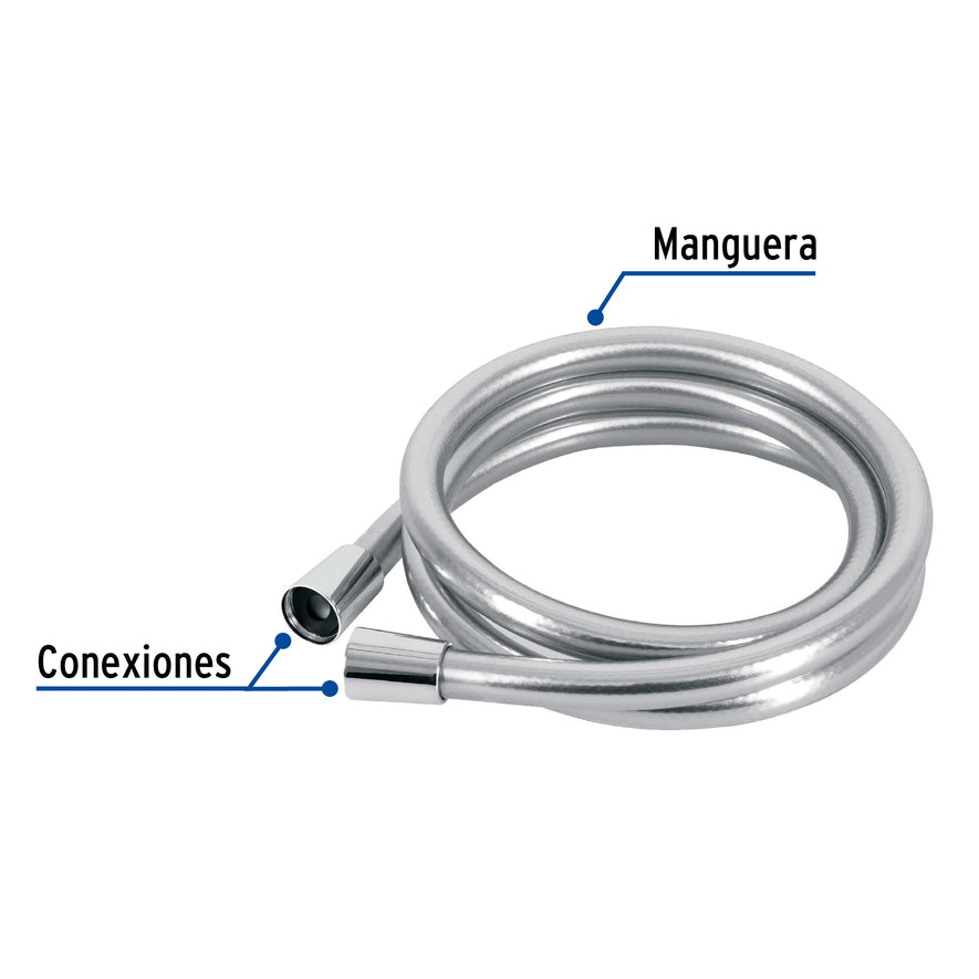 Manguera lisa para regadera, manual, cromada, Foset Riviera Caja con 2, 45096