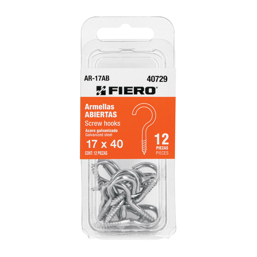 Blíster con 12 armellas abiertas de 17 x 40, Fiero Caja con 12, 40729