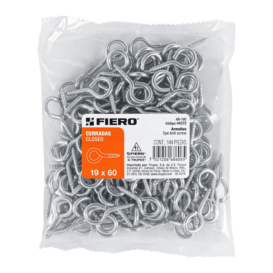 Bolsa con 144 armellas cerradas de 19 x 60, Fiero Caja con 6, 44372