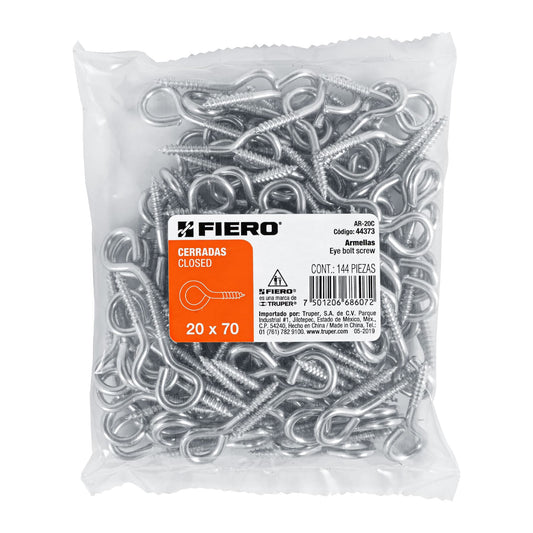 Bolsa con 144 armellas cerradas de 20 x 70, Fiero Caja con 6, 44373