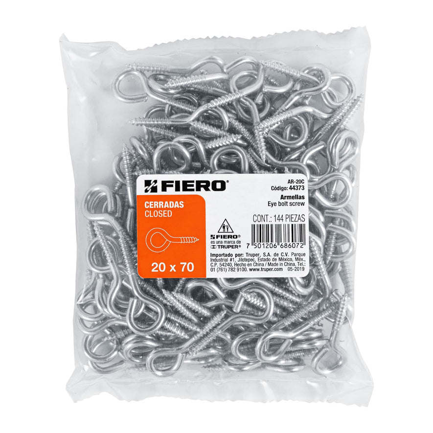 Bolsa con 144 armellas cerradas de 20 x 70, Fiero Caja con 6, 44373