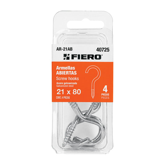 Blíster con 4 armellas abiertas de 21 x 80, Fiero Caja con 12, 40725