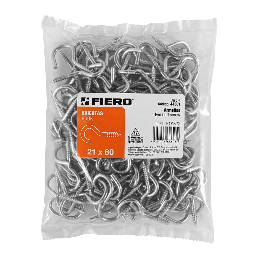 Bolsa con 144 armellas abiertas de 21 x 80, Fiero Caja con 6, 44381