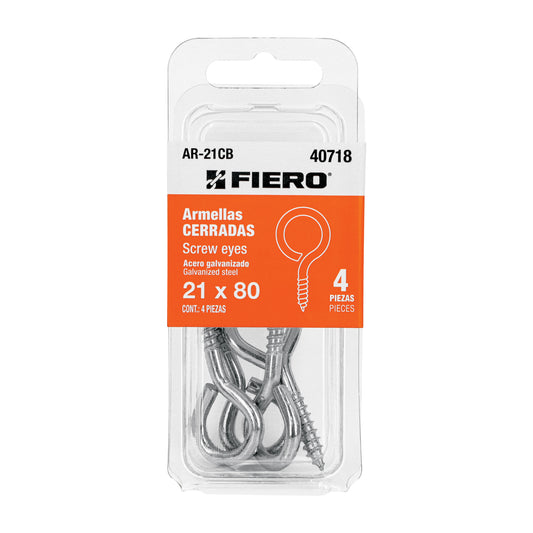 Blíster con 4 armellas cerradas de 21 x 80, Fiero Caja con 12, 40718