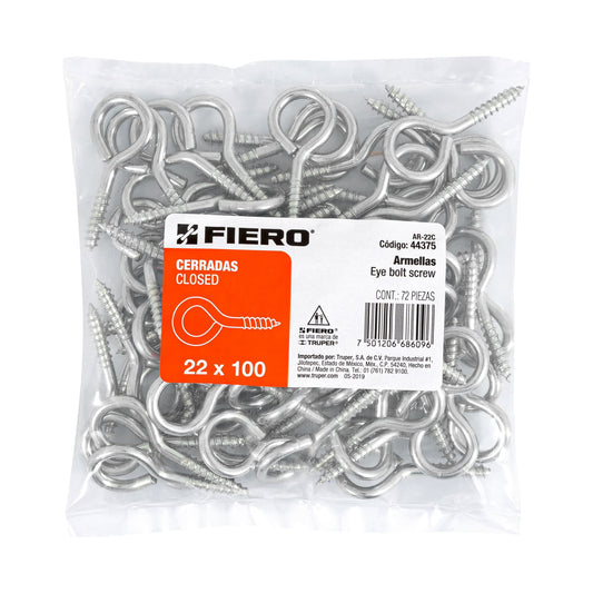 Bolsa con 72 armellas cerradas de 22 x 100, Fiero Caja con 6, 44375