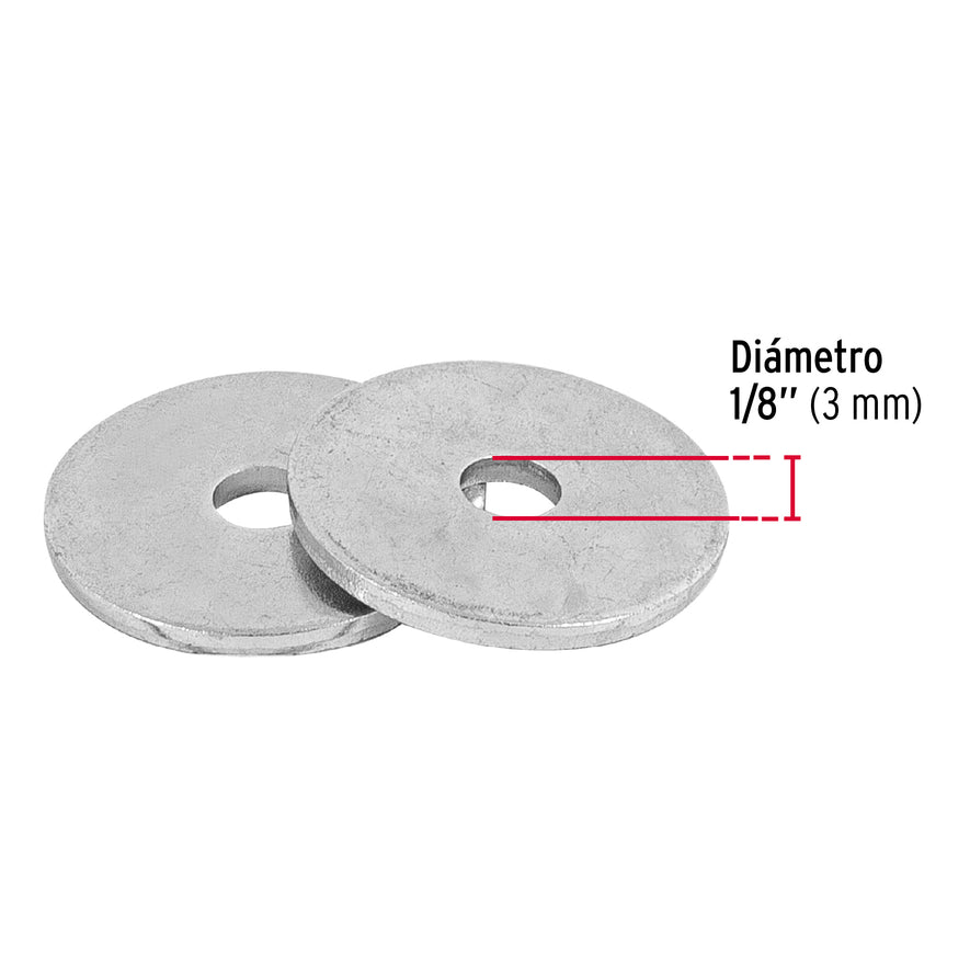 Bolsa con 1 kg de arandelas planas de 1/8', Fiero Caja con 6, 44540