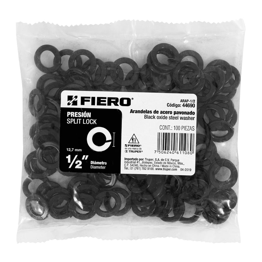 Bolsa con 100 arandelas de presión de 1/2', Fiero Caja con 6, 44690