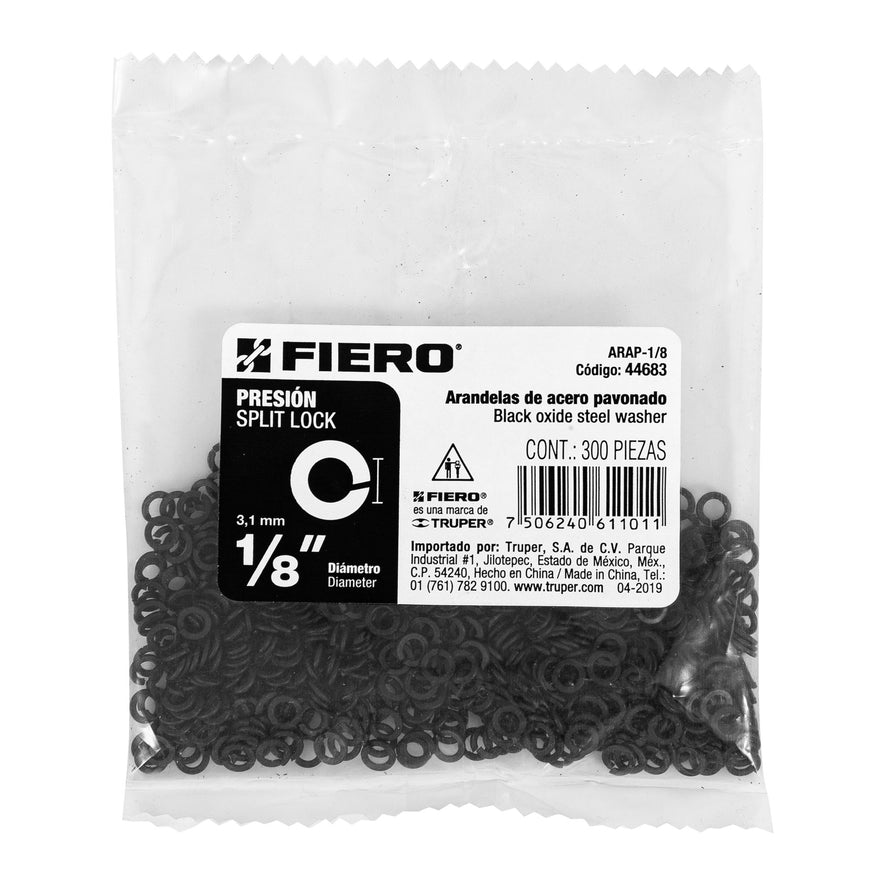Bolsa con 300 arandelas de presión de 1/8', Fiero Caja con 6, 44683