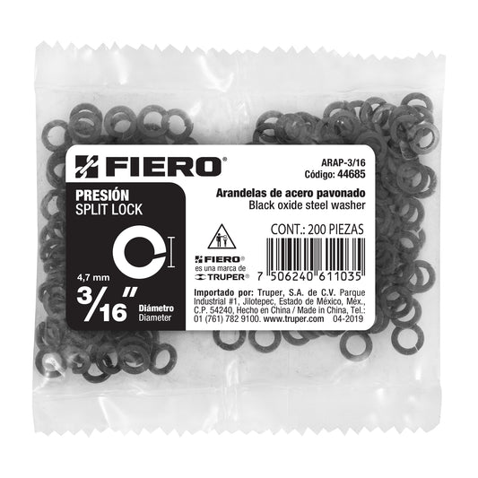 Bolsa con 200 arandelas de presión de 3/16', Fiero Caja con 12, 44685