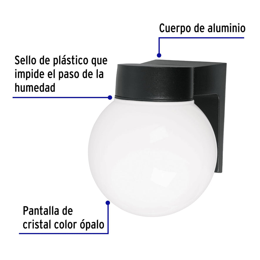 Arbotante de LED 8 W tipo globo luz cálida, Volteck Caja con 2, 46344