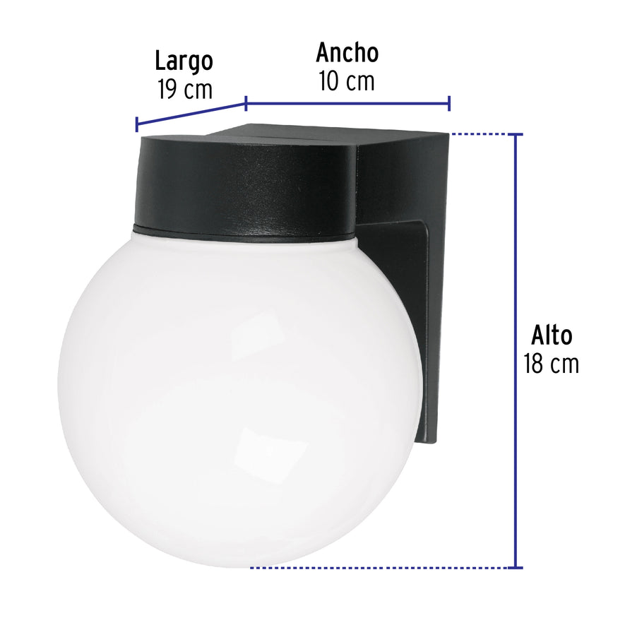 Arbotante de LED 8 W tipo globo luz cálida, Volteck Caja con 2, 46344
