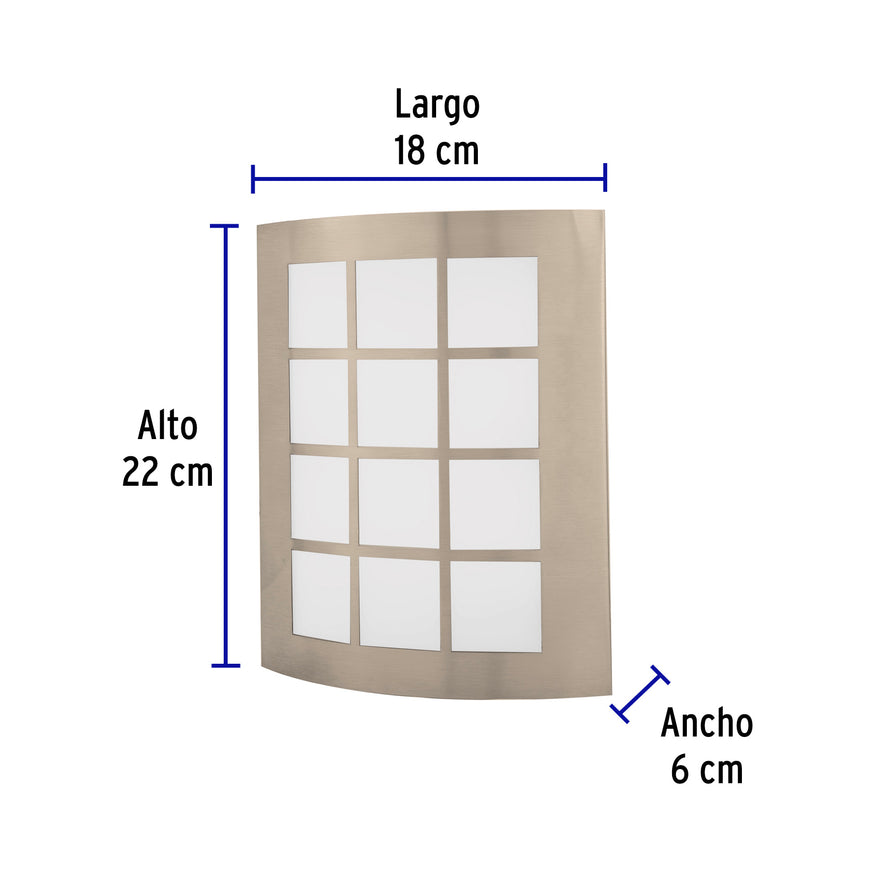 Arbotante decorativo de LED 15 W acero inoxidable luz cálida, 48011