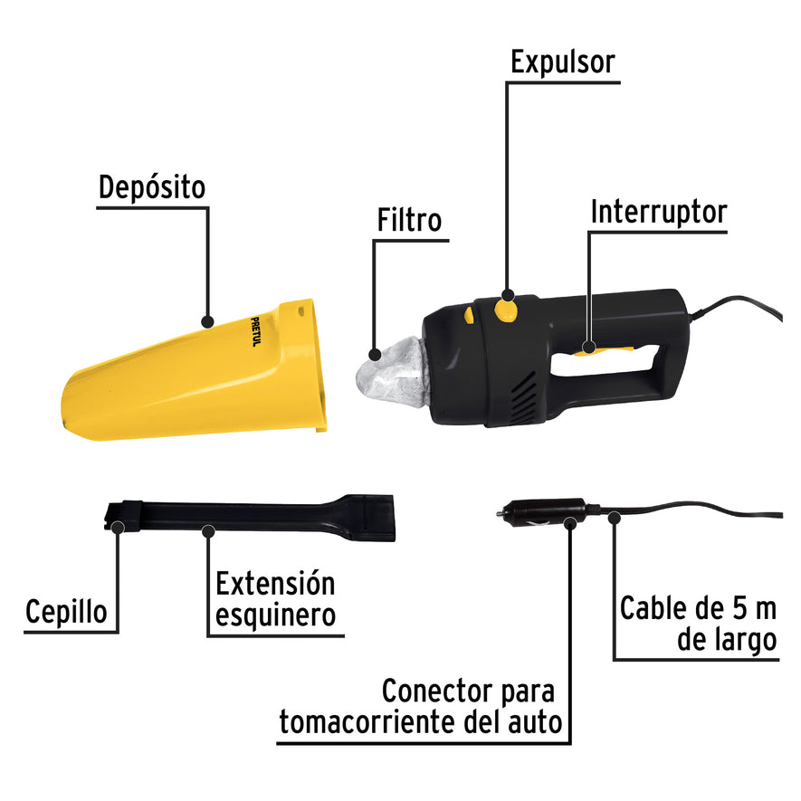 Aspiradora para auto, de 12 volts, Pretul, 22090