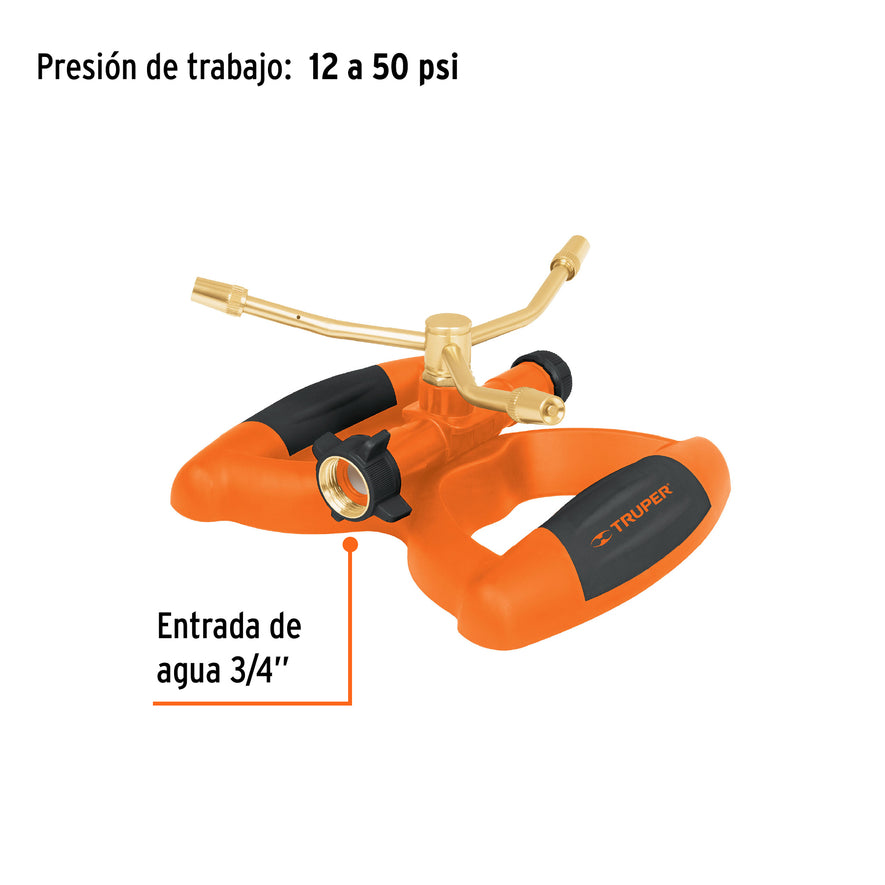 Aspersor metálico de 3 brazos con base plástica, Truper Caja con 4, 11298