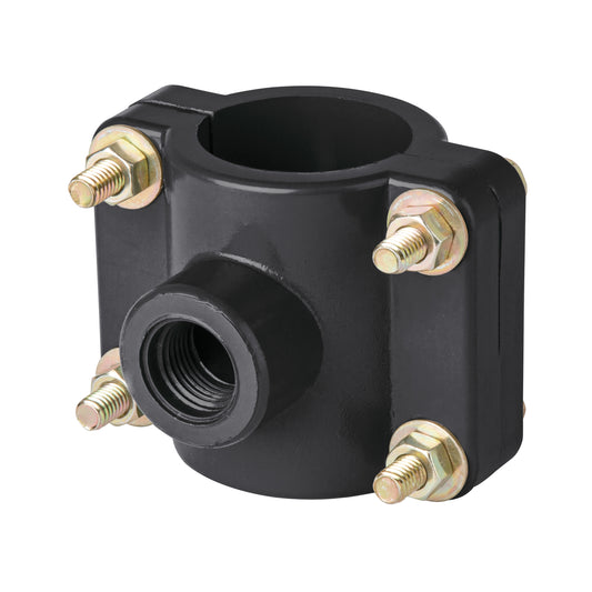 Abrazadera para toma domiciliaria PP 1-1/2' x 1/2', Foset Caja con 6, 40711