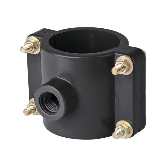 Abrazadera para toma domiciliaria PP 2-1/2' x 1/2', Foset Caja con 6, 40713