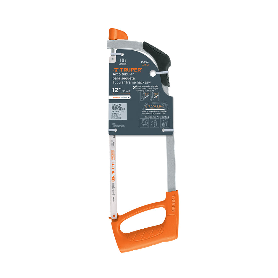 Arco 12' profesional tubular de acero para segueta, Truper Caja con 3, 10234