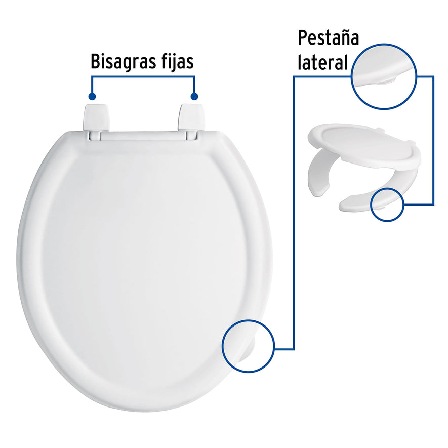 Asiento redondo ligero con tapa para WC, blanco, FOSET BASIC Caja con 5, 49902