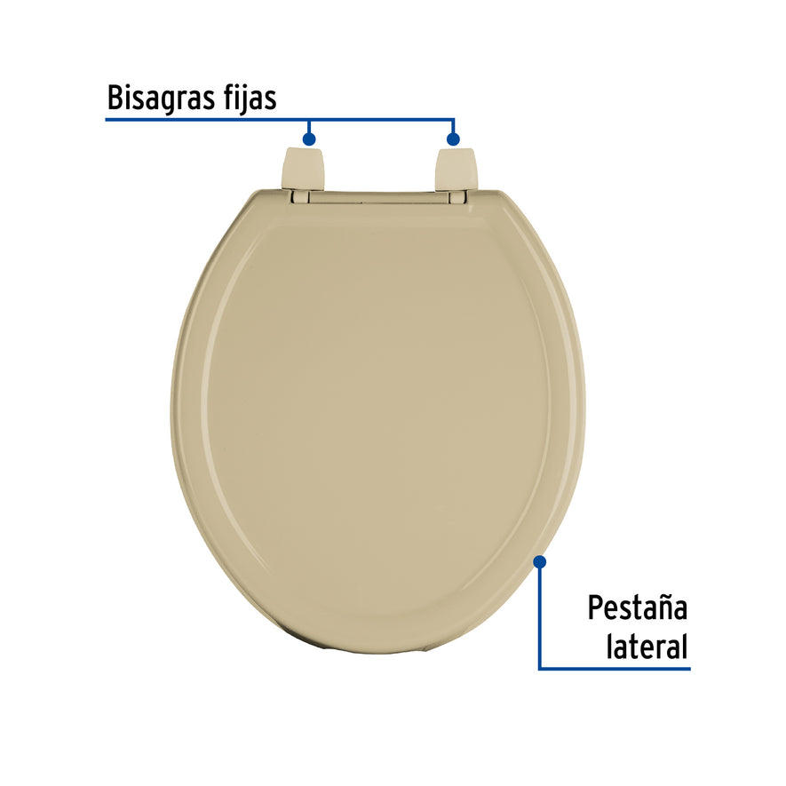 Asiento redondo ligero con tapa para WC, beige, FOSET BASIC Caja con 5, 40244