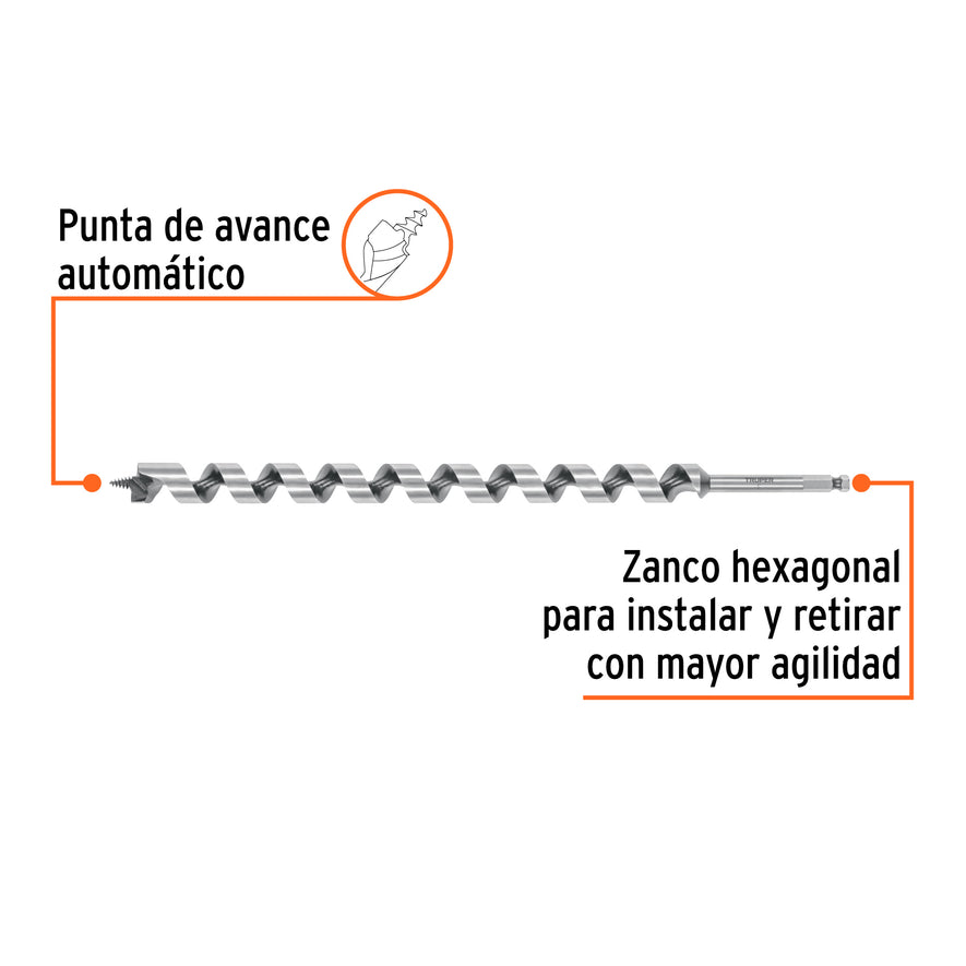 Broca auger tipo berbiquí 1' X 18', TRUPER, 104073