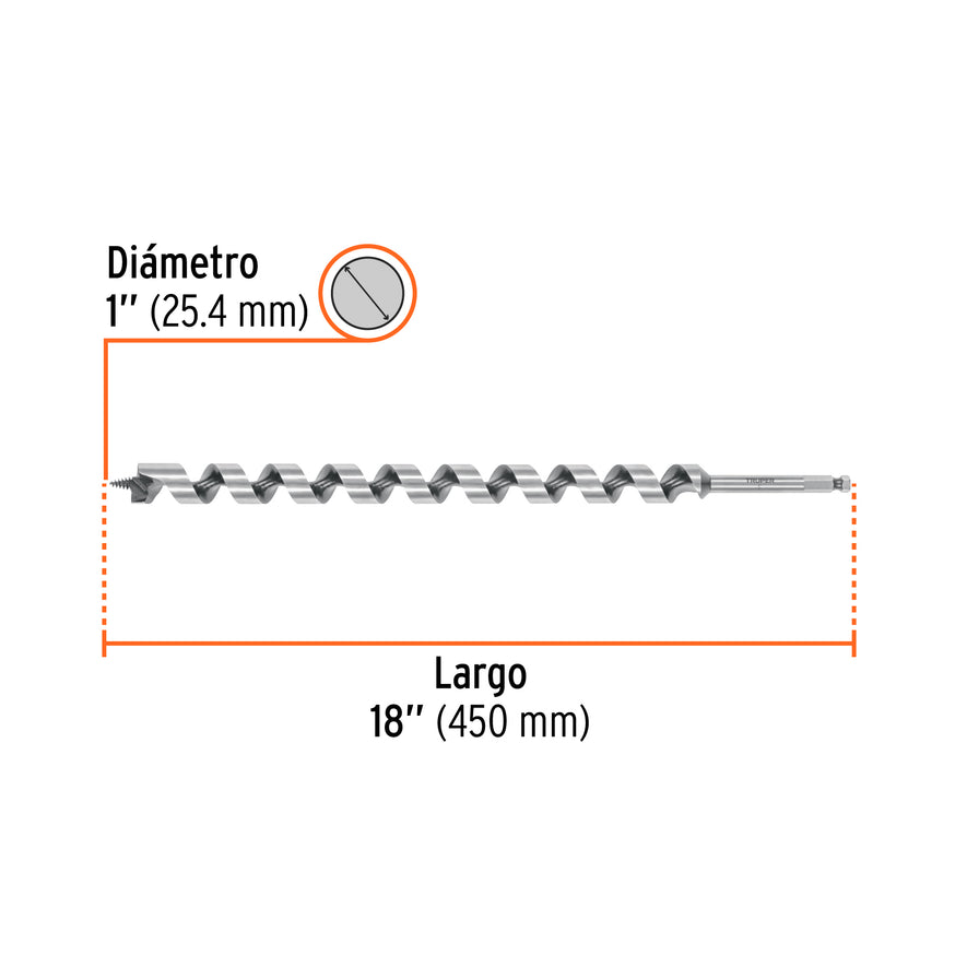 Broca auger tipo berbiquí 1' X 18', TRUPER, 104073