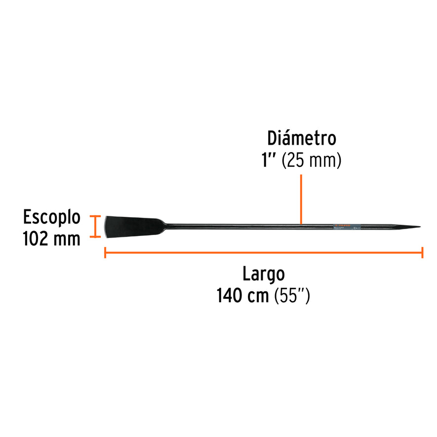 Barra cavadora 1' x 140 cm, escoplo 102 mm, TRUPER, 19987
