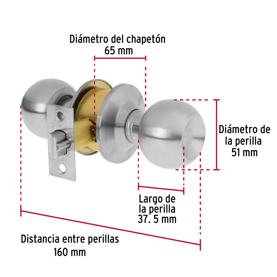 Cerradura esfera cilíndrico, entrada, cromo, blíster, Basic Caja con 3, 28050