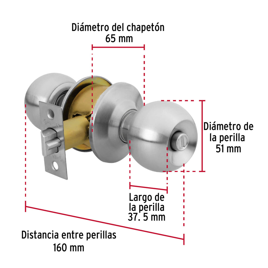 Cerradura esfera cilíndrico, recámara, cromo, blíster, Basic Caja con 3, 28053