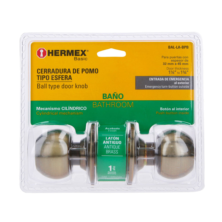 Cerradura esfera cilíndrico, baño, antiguo, blíster, Basic Caja con 3, 28055