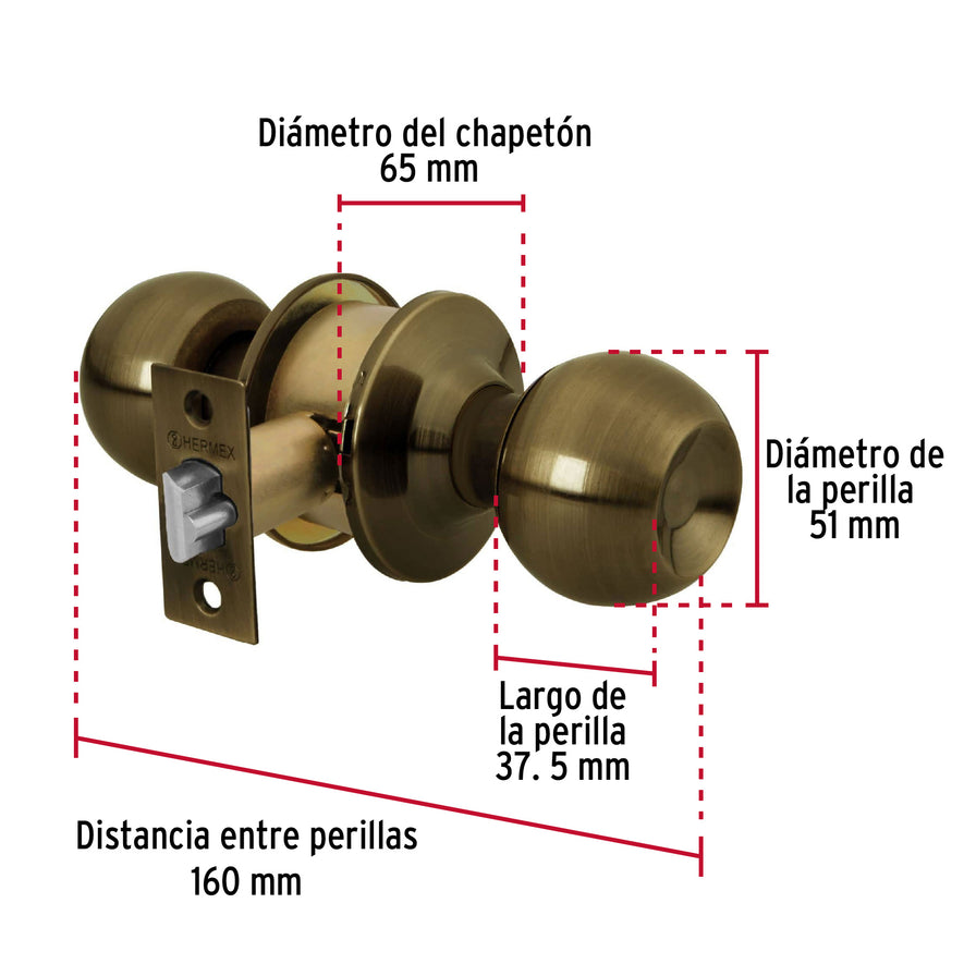 Cerradura esfera cilíndrico, entrada, antiguo, blíster, HB Caja con 3, 28049