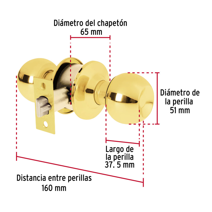 Cerradura esfera cilíndrico, entrada, brillante, blíster, HB Caja con 3, 28048