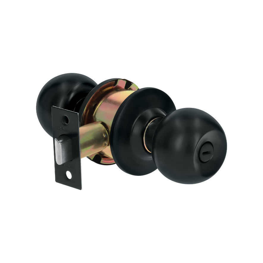 Cerradura esfera, cil, baño, negro, blíster, Basic Caja con 3, 28142