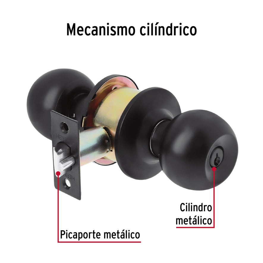 Cerradura esfera, cil, entrada, negro, blíster, Basic Caja con 3, 28140