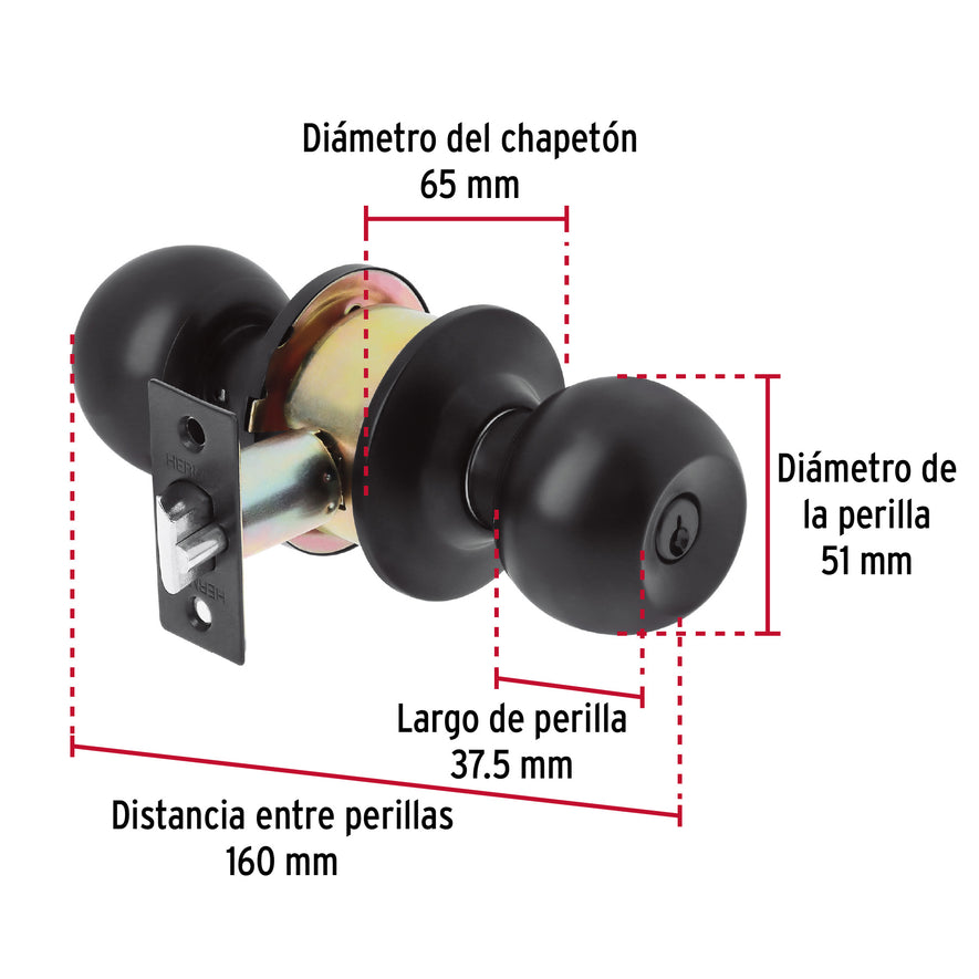 Cerradura esfera, cil, entrada, negro, blíster, Basic Caja con 3, 28140