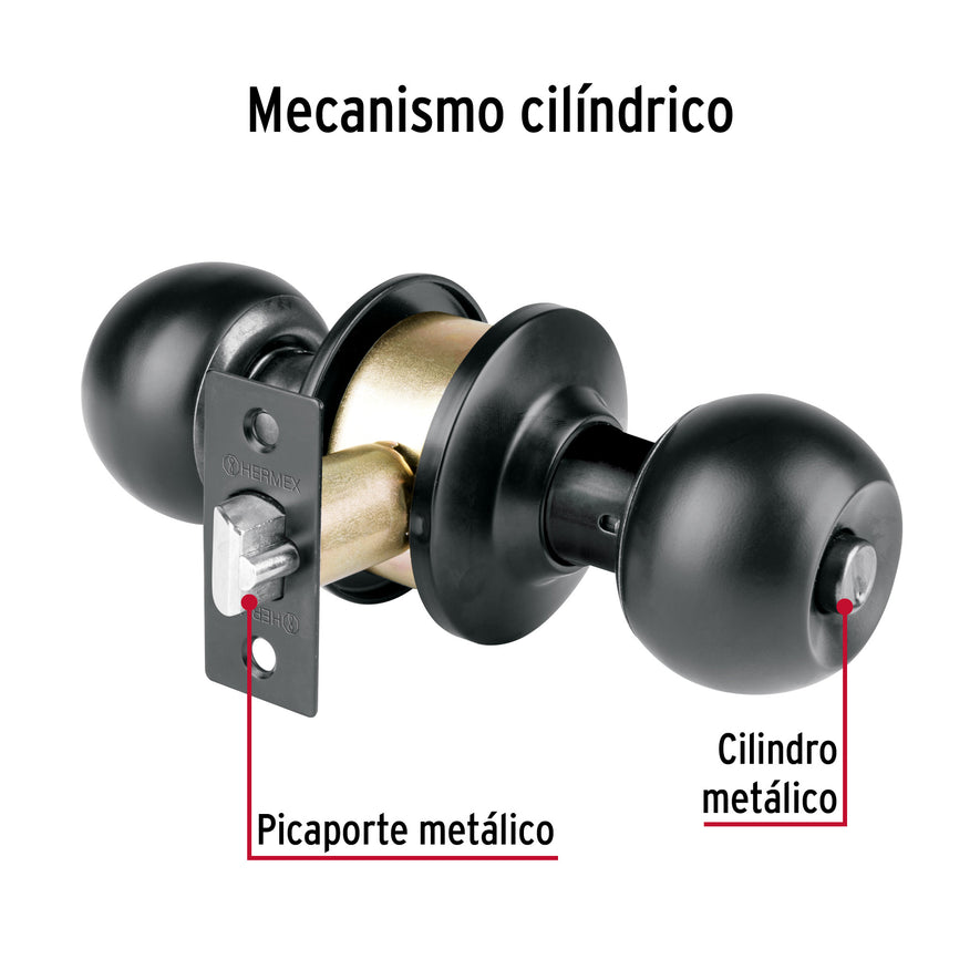 Cerradura esfera, cil, recámara, negro, blíster, Basic Caja con 3, 28141
