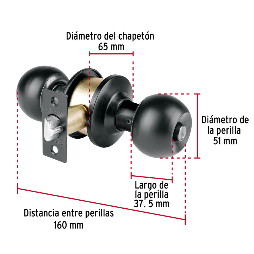 Cerradura esfera, cil, recámara, negro, blíster, Basic Caja con 3, 28141