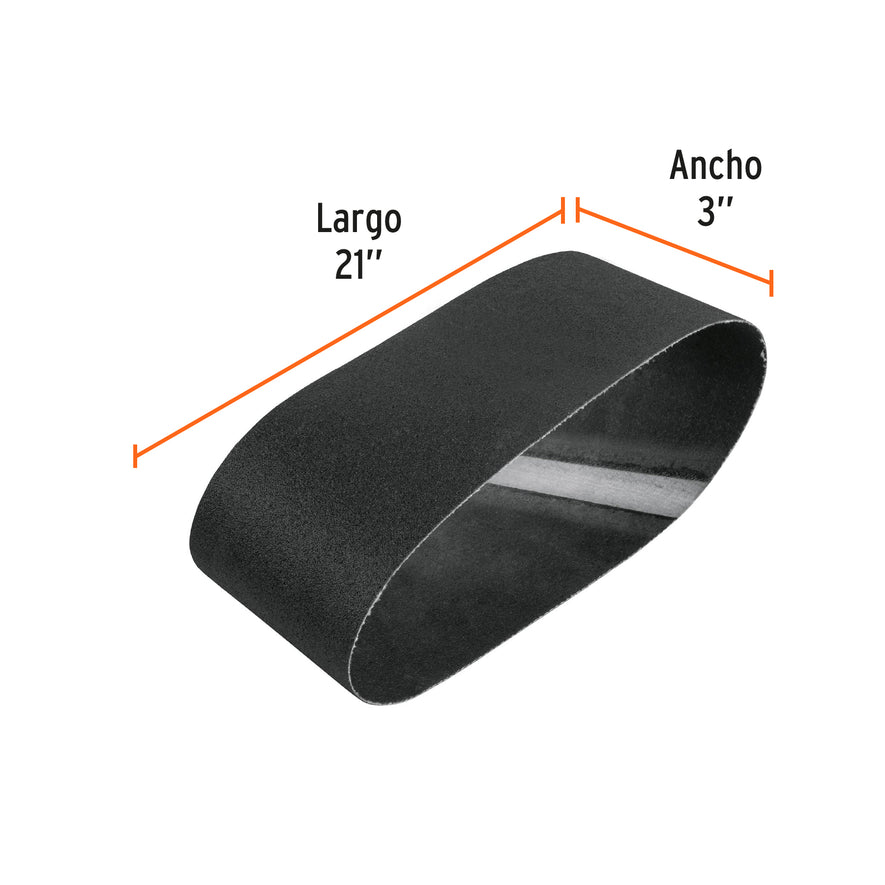 1 banda de lija 3 x 21' p/vidrio grano 80 en paquete de 5 Caja con 5, 17768