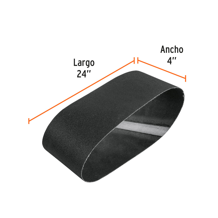 1 banda de lija 4 x 24' p/vidrio grano 120 en paquete de 5 Caja con 5, 17908