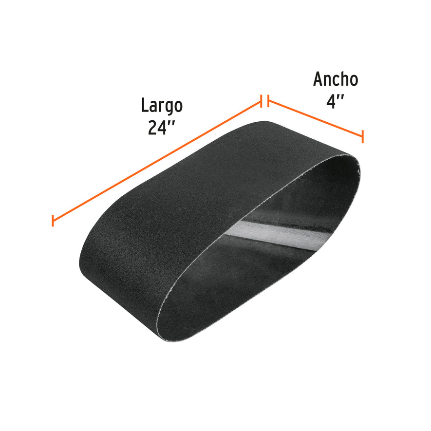1 banda de lija 4 x 24' p/vidrio grano 60 en paquete de 5 Caja con 5, 17905