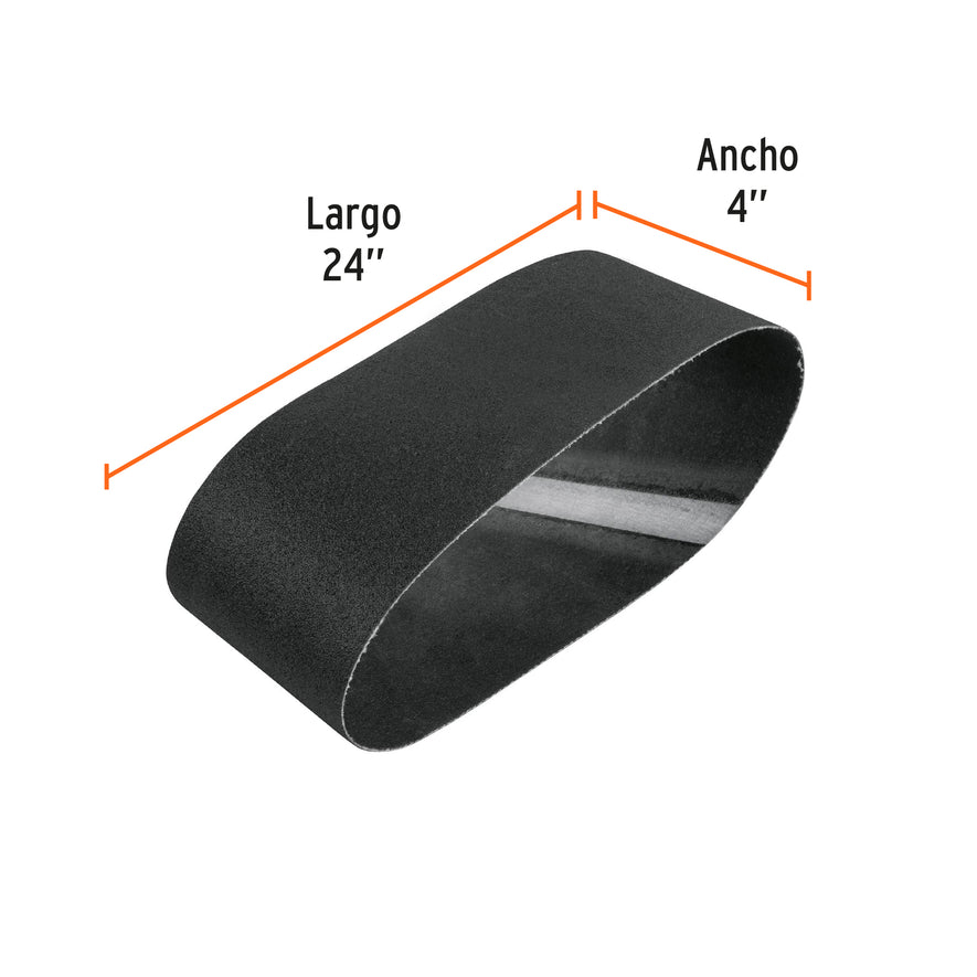 1 banda de lija 4 x 24' p/vidrio grano 80 en paquete de 5 Caja con 5, 17906