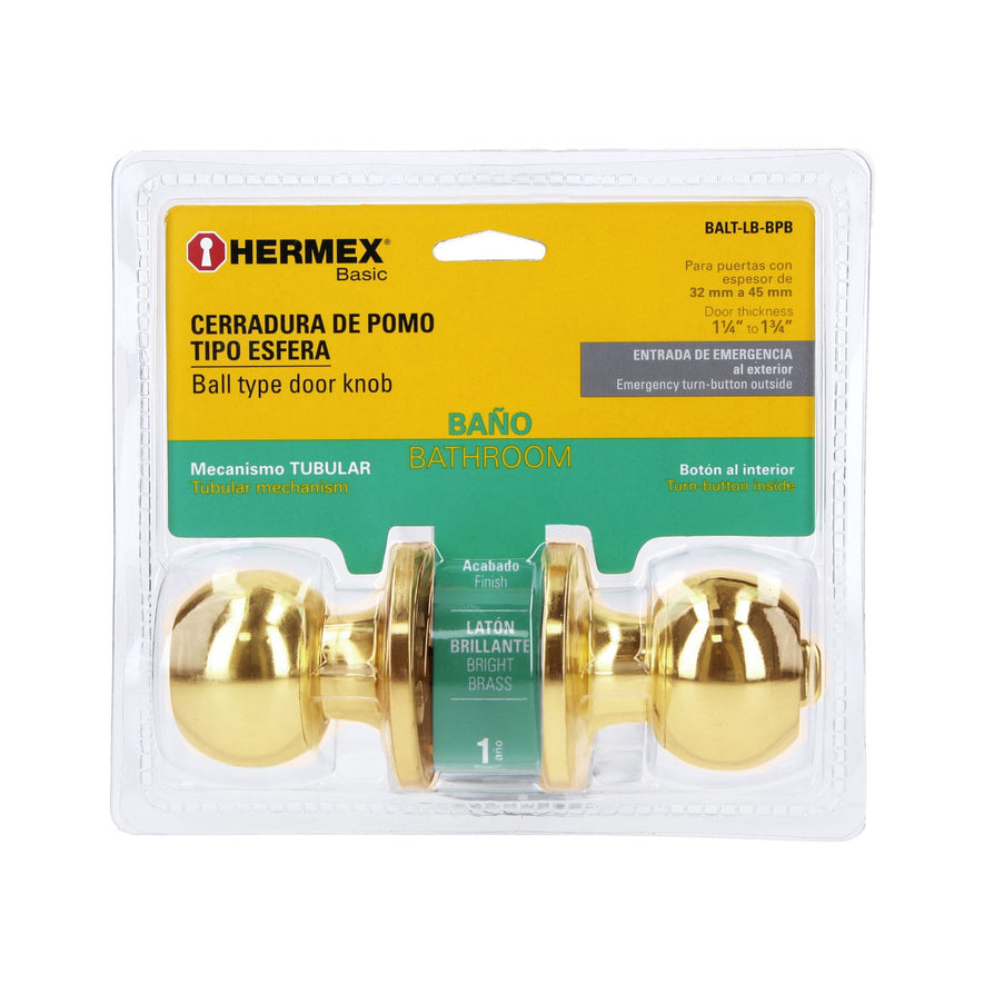 Cerradura esfera tubular, baño, brillante, blíster, Basic Caja con 3, 28073