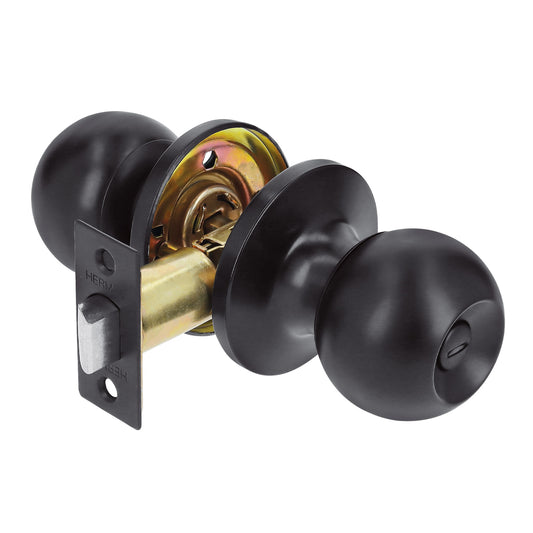 Cerradura esfera tubular, baño, negro, blíster, Basic Caja con 3, 26180