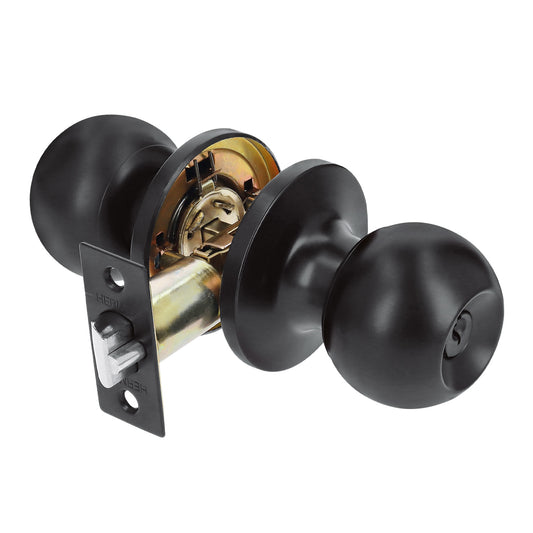 Cerradura esfera tubular, entrada, negro, blíster, Basic Caja con 3, 26178