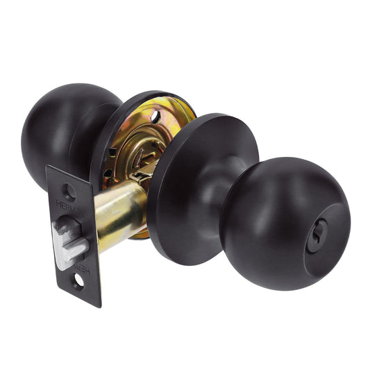 Cerradura esfera tubular, recámara, negro, Hermex Basic Caja con 3, 26176