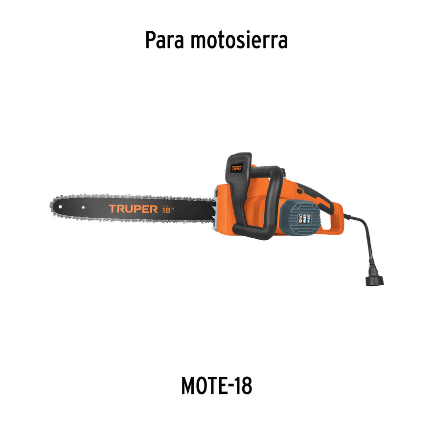 Barra de repuesto para motosierra eléctrica 18', Truper, 16630