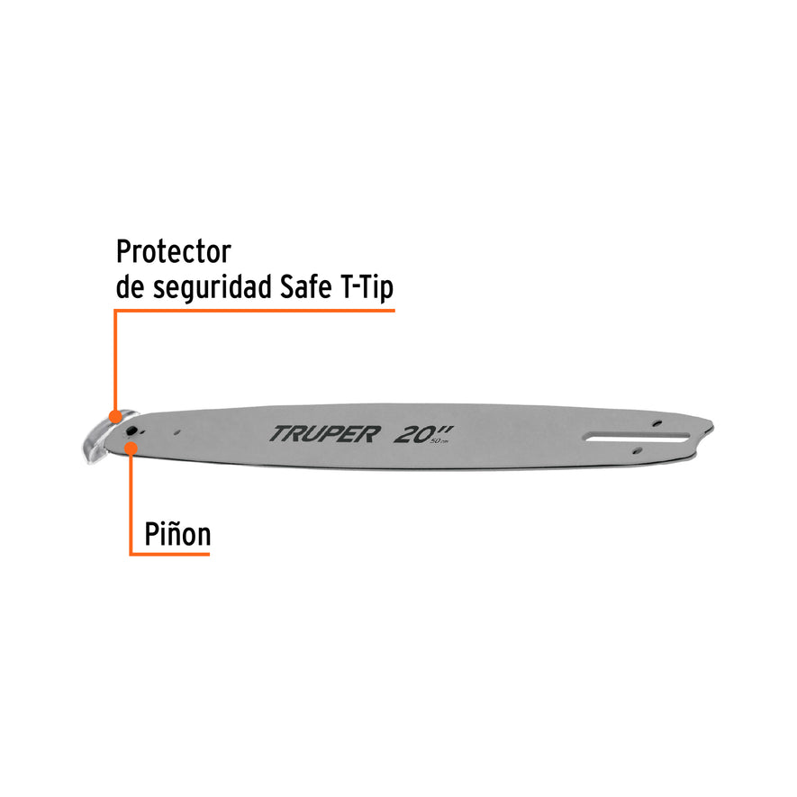 Barra de repuesto 20' para motosierra a gasolina, Truper, 16634