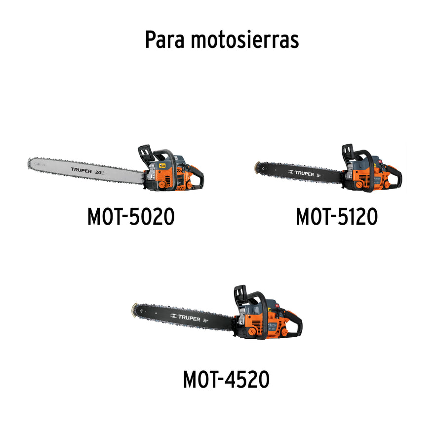 Barra de repuesto 20' para motosierra a gasolina, Truper, 16634